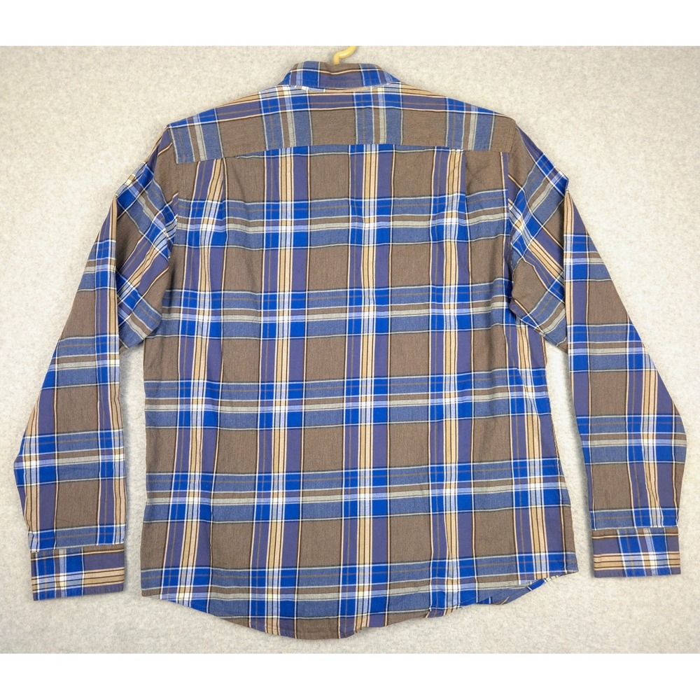 LL Bean Signature Castine Slim Fit Plaid Flannel Shirt Men's L Nut Brown Blue - Picture 5 of 7